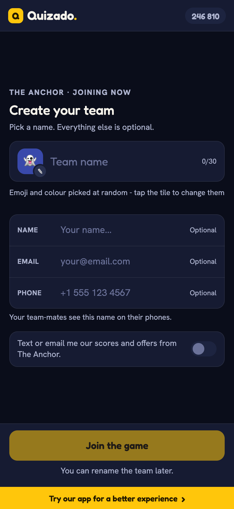 Create your team